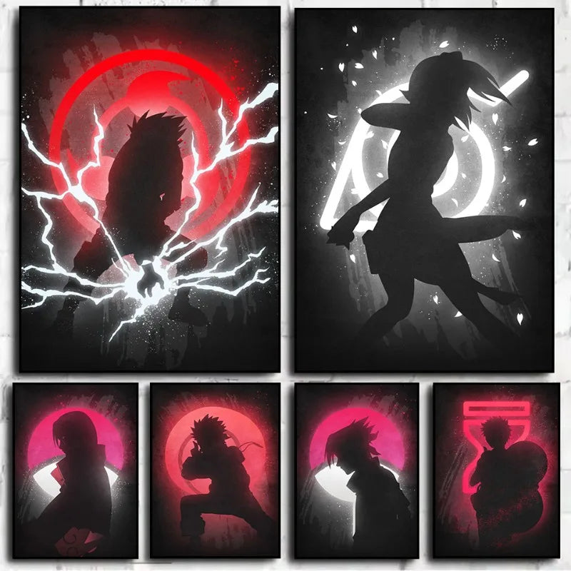 Anime Character Outline Series Poster Print Canvas Art Pictures Home for Living Room and Bedroom Wall Decor Frameless Painting