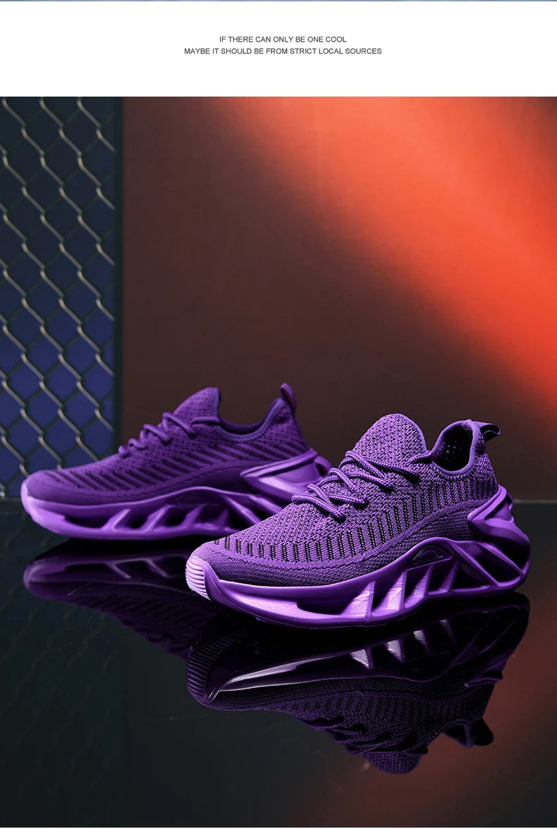 Purple lightweight mesh running shoes for women with lace-up closure and modern design.