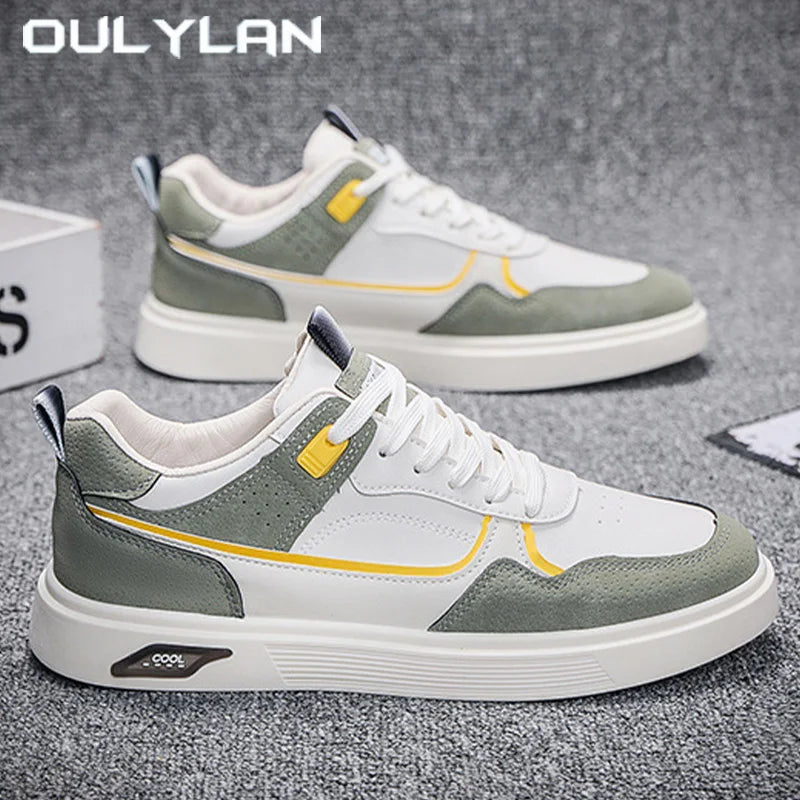 Oulylan Anti-slip Ventilate Leather Board Shoes Trendy Male Outdoor Sports Footwear Spring Comfortable Casual Versatile Sneakers