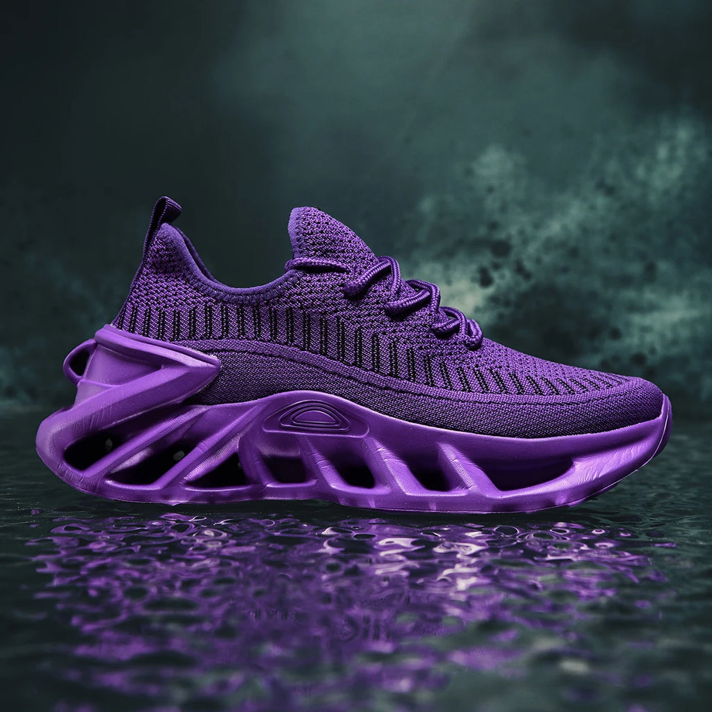 Purple lightweight women's running shoes featuring lace-up closure and breathable mesh design.