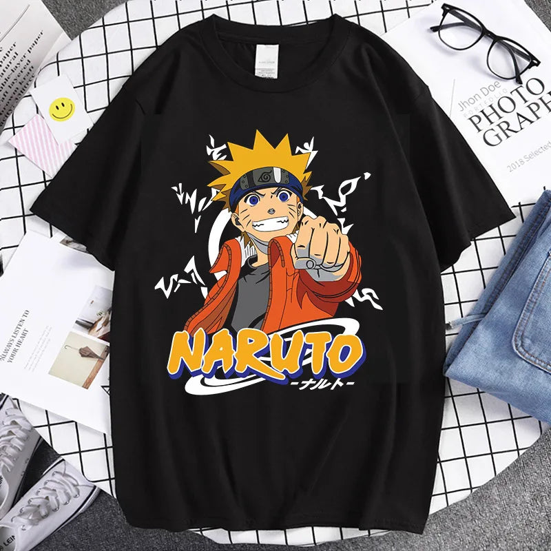 Naruto Animation Derivatives Hatake Kakashi Printed Short Sleeve T-Shirt Men's and Women's 2025 Summer Fashion Casual Cotton Top