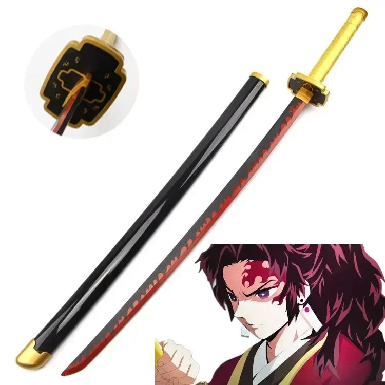 104cm Demon Slayer Katana Sword Kimetsu No Yaiba Anime Cosplay Prop Ninja Knife Real Size Japanese Katana Samurai Sabre Kid Toys