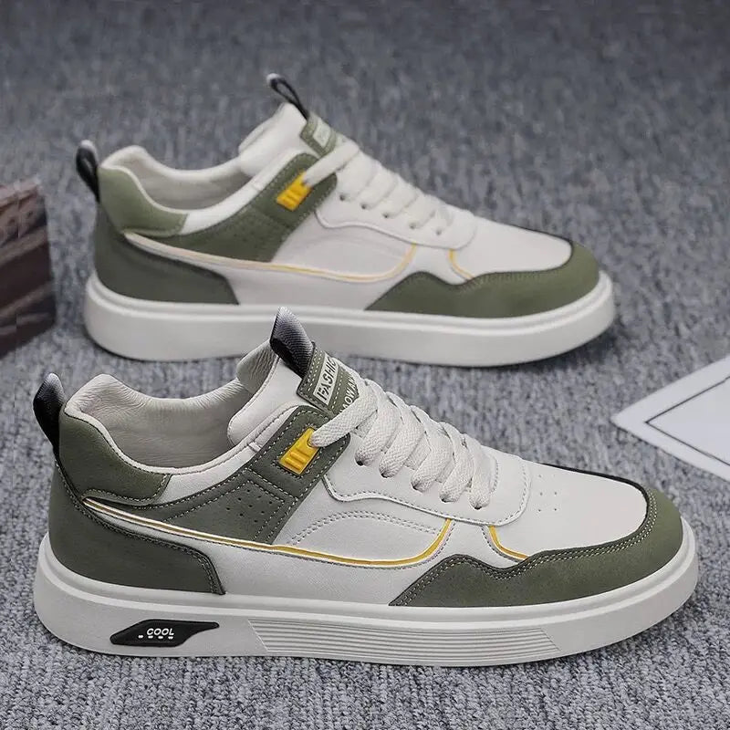 Oulylan Anti-slip Ventilate Leather Board Shoes Trendy Male Outdoor Sports Footwear Spring Comfortable Casual Versatile Sneakers