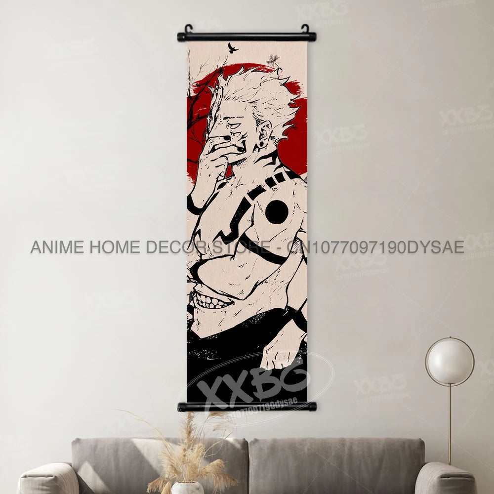 Jujutsu Kaisen Posters Gojo Satoru Canvas Scrolls Picture Panda Home Decoration Wall Artwork Fushiguro Megumi Hanging Painting
