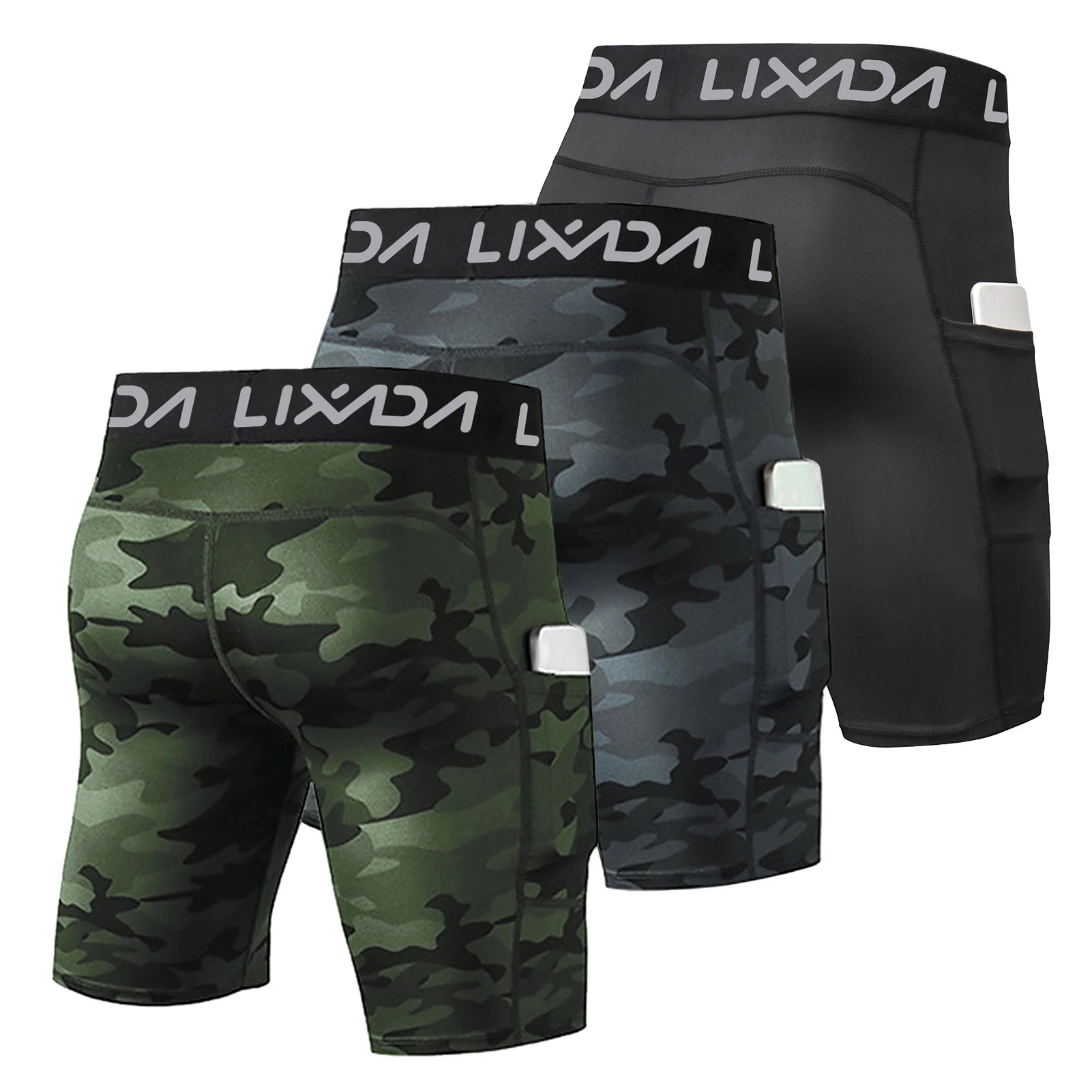 Lixada 3 Pack Men Sports Shorts Active Workout Underwear with Pocket