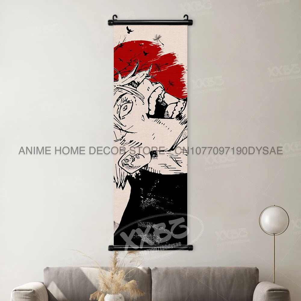 Jujutsu Kaisen Posters Gojo Satoru Canvas Scrolls Picture Panda Home Decoration Wall Artwork Fushiguro Megumi Hanging Painting