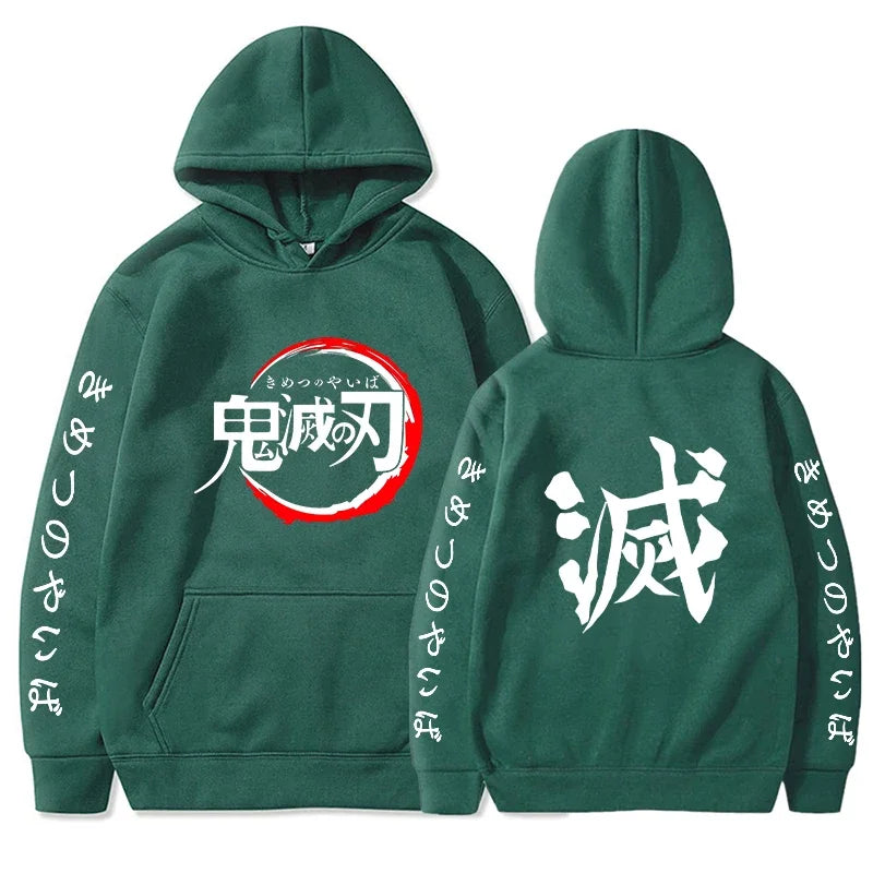 Demon Slayer Hoodies Men Fashion Letter Graphic Printed Sweatshirts Women Casual Harajuku Streetwear Hooded Pullover Sudaderas
