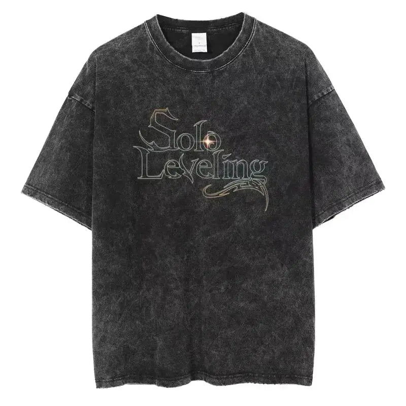 Men's and women's T-shirt plus size Harajuku unisex washed cotton T-shirt Hot Anime Solo Leveling Song Jinyu printed T-shirt
