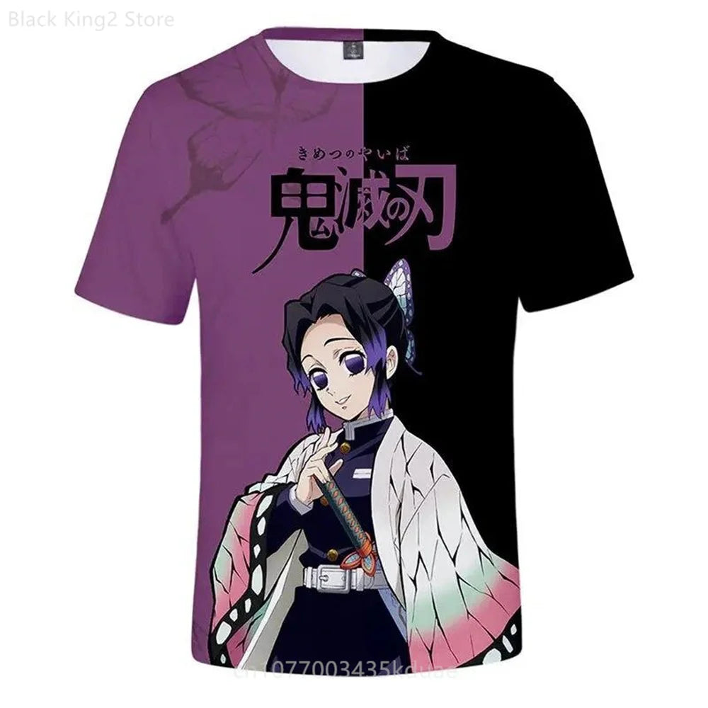 Demon Slayer Men's T-shirt Summer Cartoon Anime Manga Short Sleeve T Shirt Harajuku Boys Girl Casual Tops Oversized Men Clothing