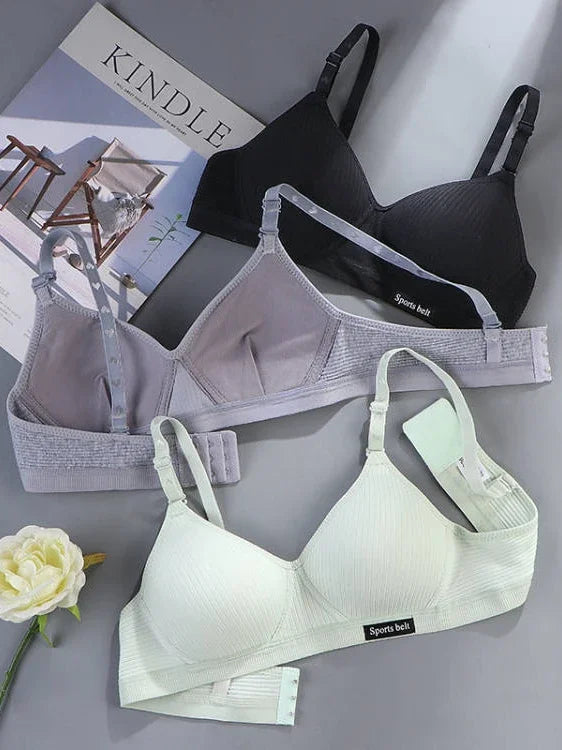 Cotton Wireless Bra for Women Seamless Push Up Bras Comfortable V-Shaped Gathering Underwear AB Cup Intimate Lingerie