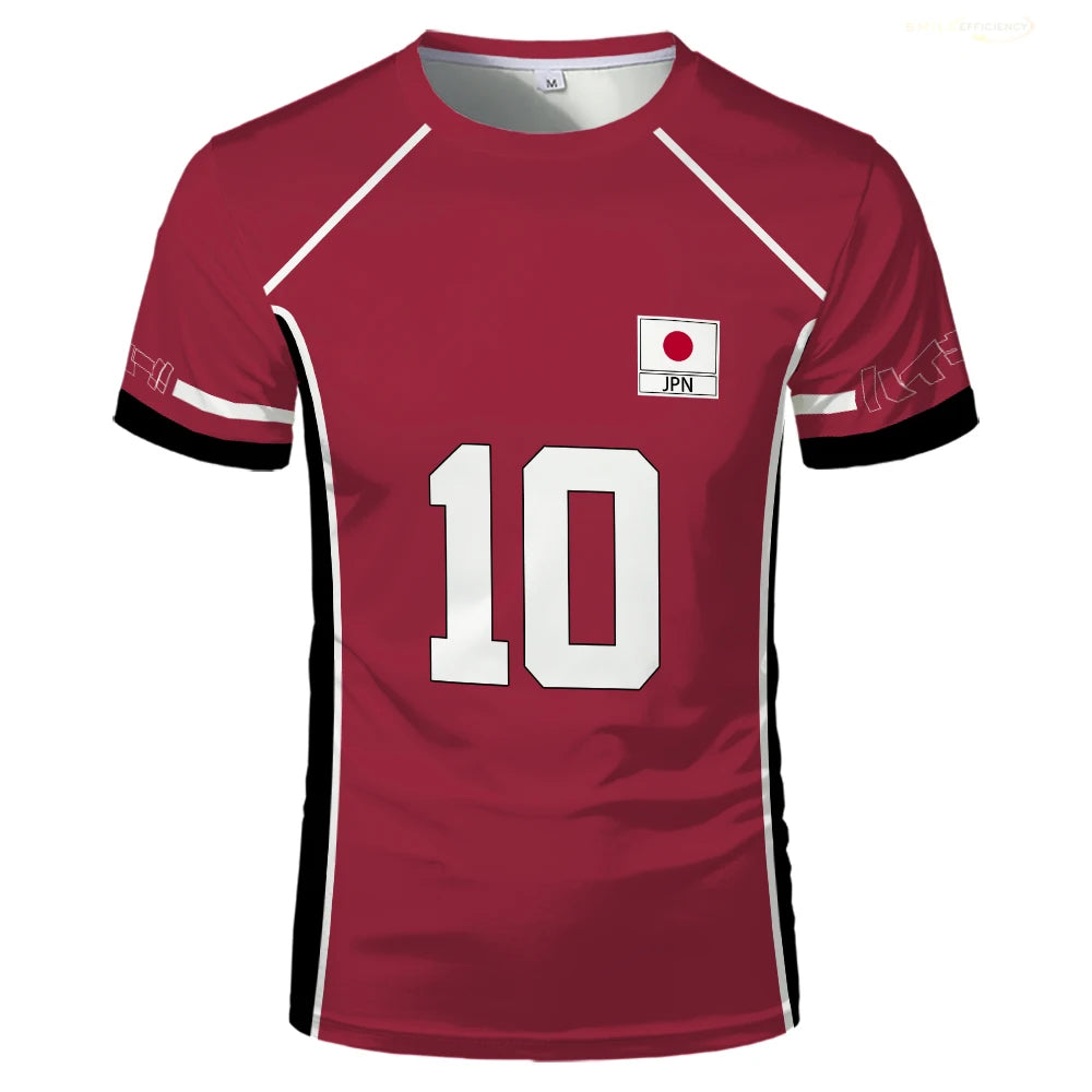 Janpan Anime Haikyuu Fukurodani Red Cosplay T-shirts Cartoon Costume Men's T Shirt Karasuno High School Boys Volleyball Jerseys