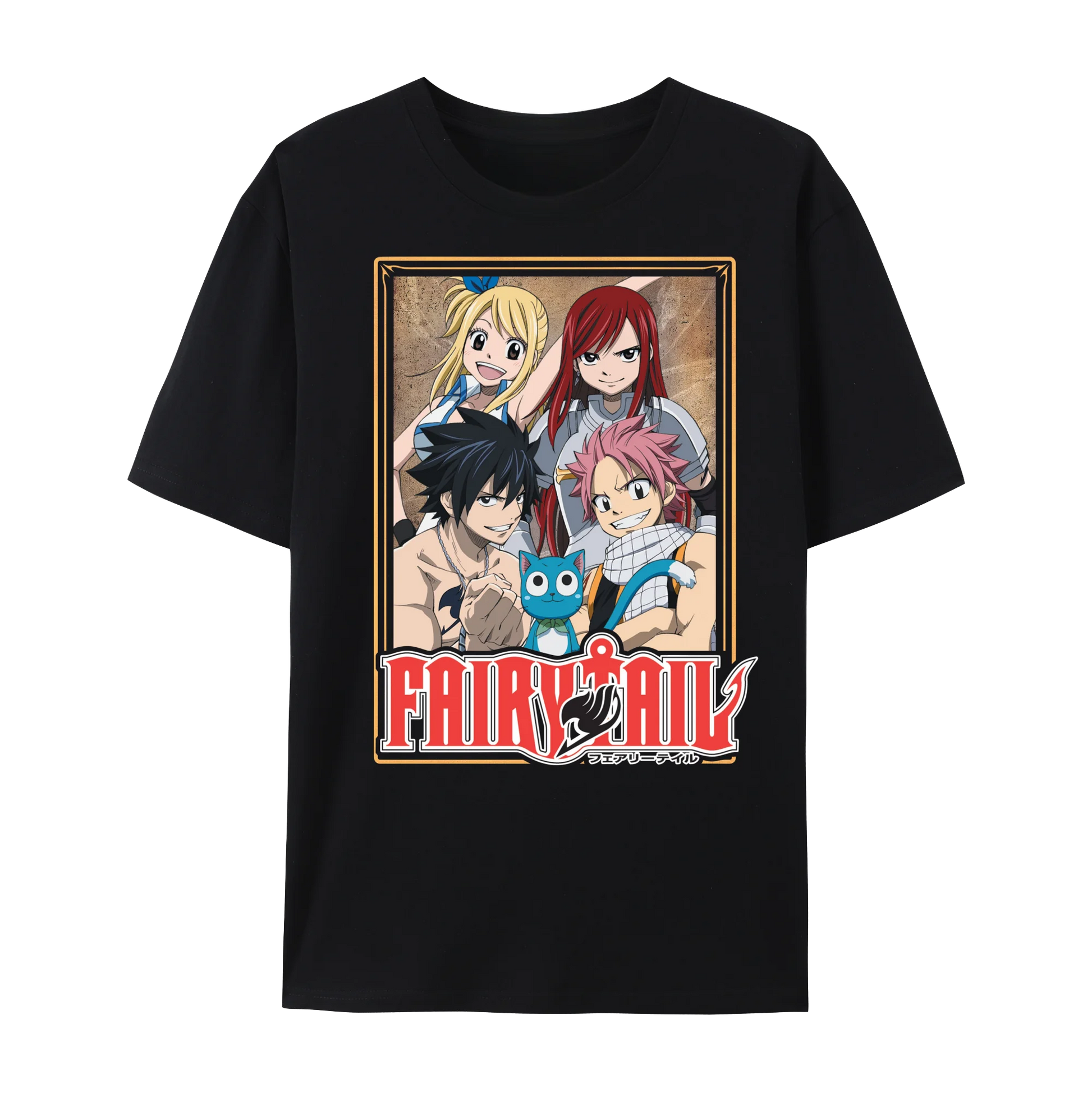 Fairy Anime Tail Natsu Dragneel & FT Member Graphic Cotton T-Shirt, Japanese Anime Unisex Short Sleeve Crewneck Shirt,