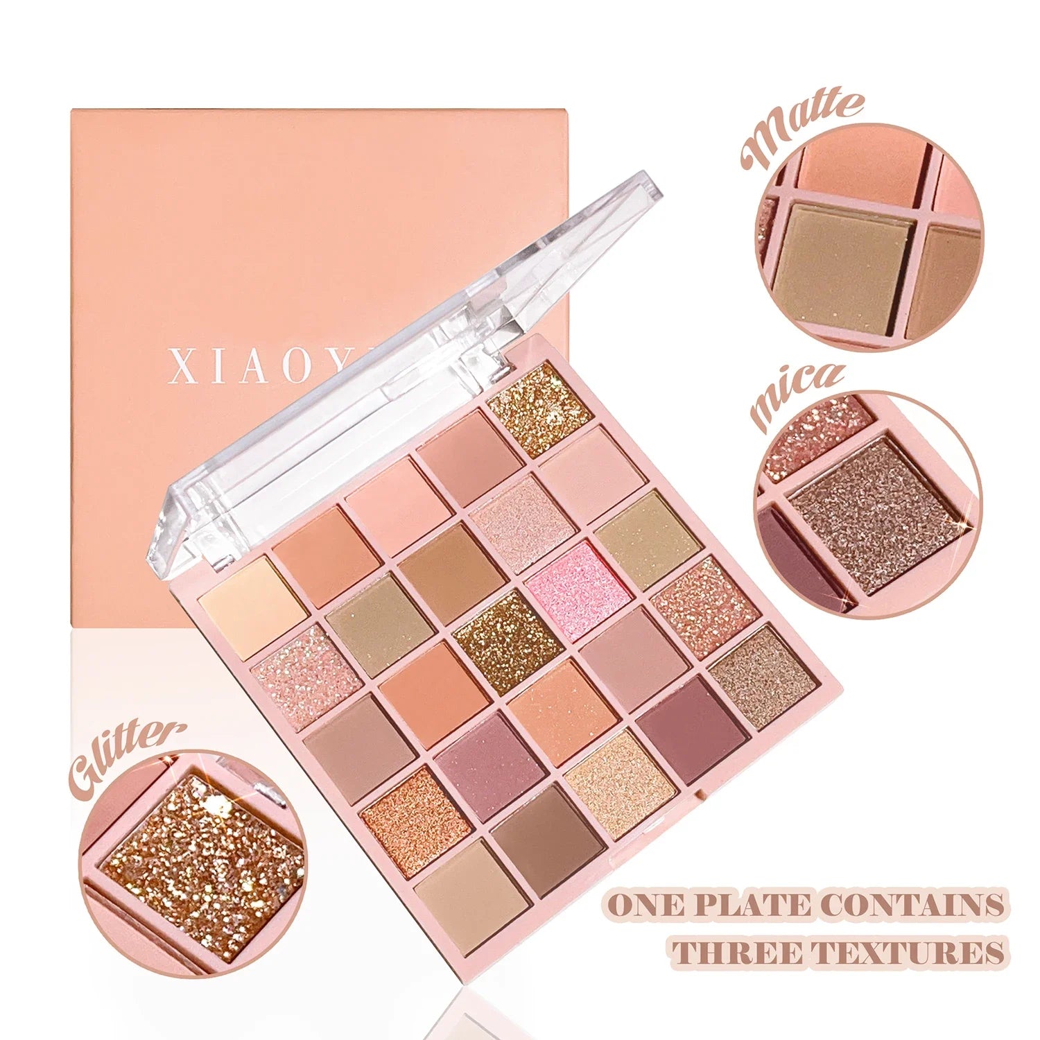 Soft Orange-Brown Eyeshadow Palette Makeup – 25 Oat Milk Tea Shades with Glitter & Pearl for Korean Natural Style