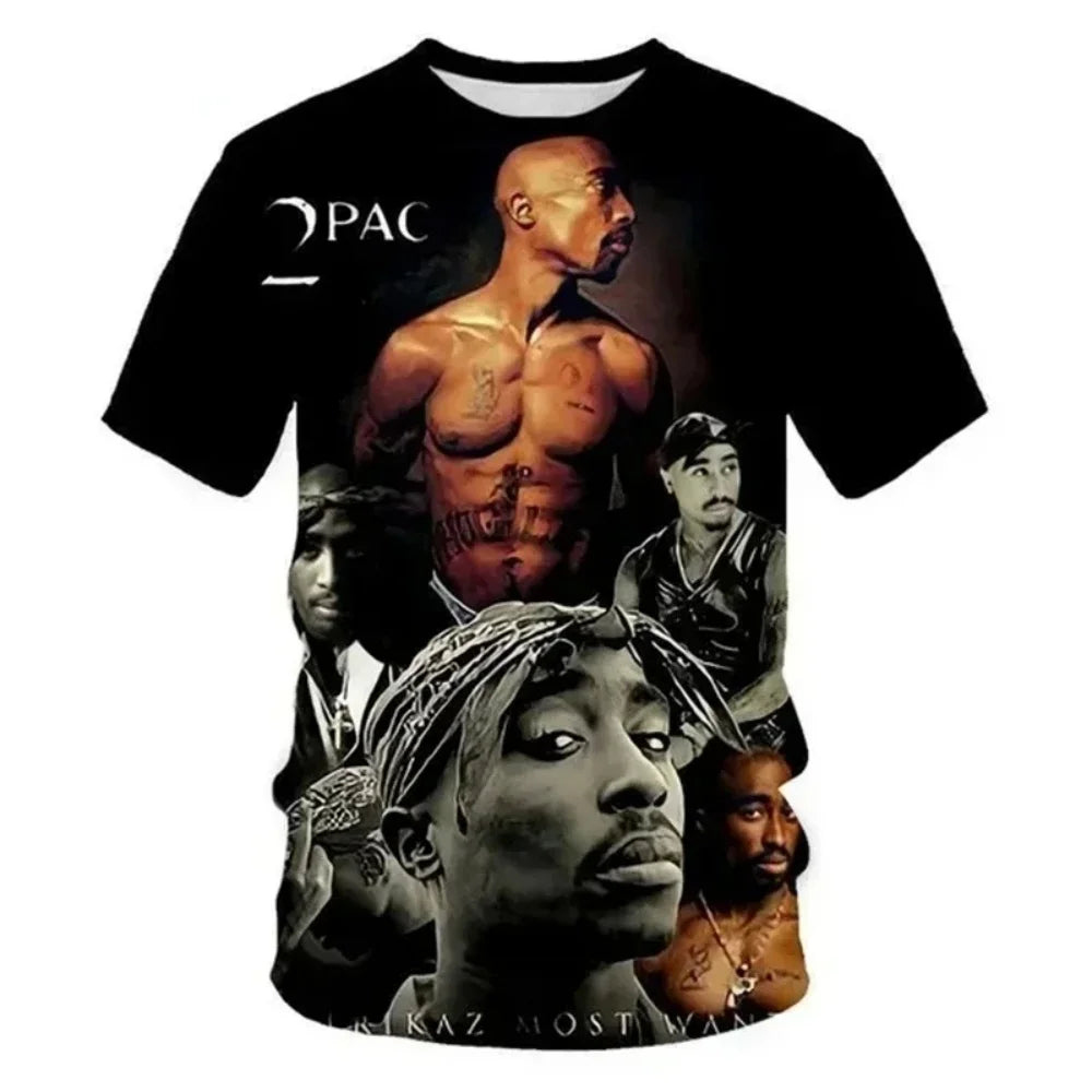 New T-Shirt Harajuku Men T-Shirt Fashion 2pac Graphic T Shirts Hip Hop Men's T-Shirts Summer Tops T-Shirts Man Designer Clothes