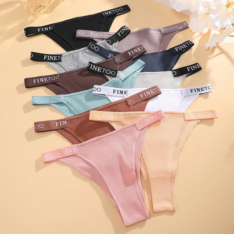 8Pcs/Set Sexy Cotton Low Rise Brazilian Pants For Women Seamless Solid Color Letter Bikini Panties Female Soft Cozy Underpants