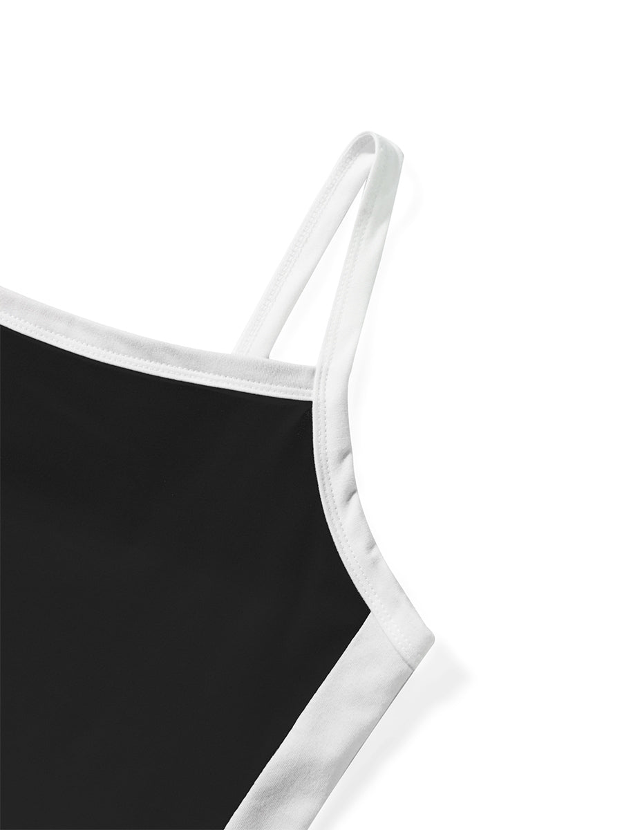 Women Crop Tops Spaghetti Strap Square Neck Contrast Color Slim Fit Camisoles For Women Summer Casual Short Tank Tops