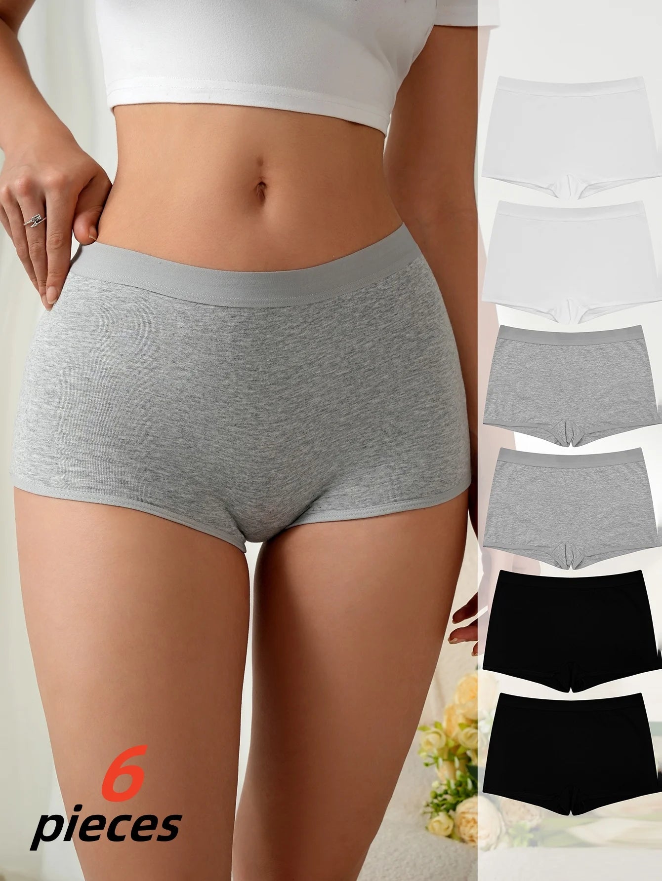 6 packs, this is a very simple close-fitting soft cotton women's shorts, daily with girls' safety pants and girls' underwear