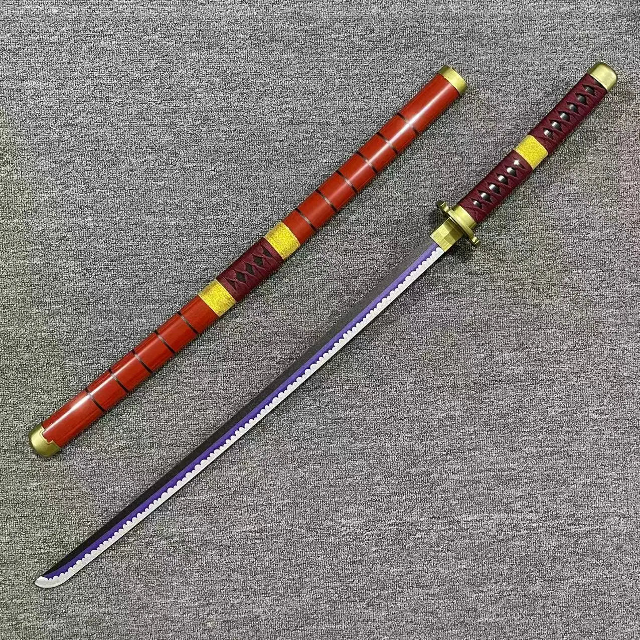 104cm Zoro Katana Sandai Kitetsu Sword Blade Anime Cosplay Prop Ninja Knife Real Full Size Japanese Katana Samurai Sabre Kid Toy