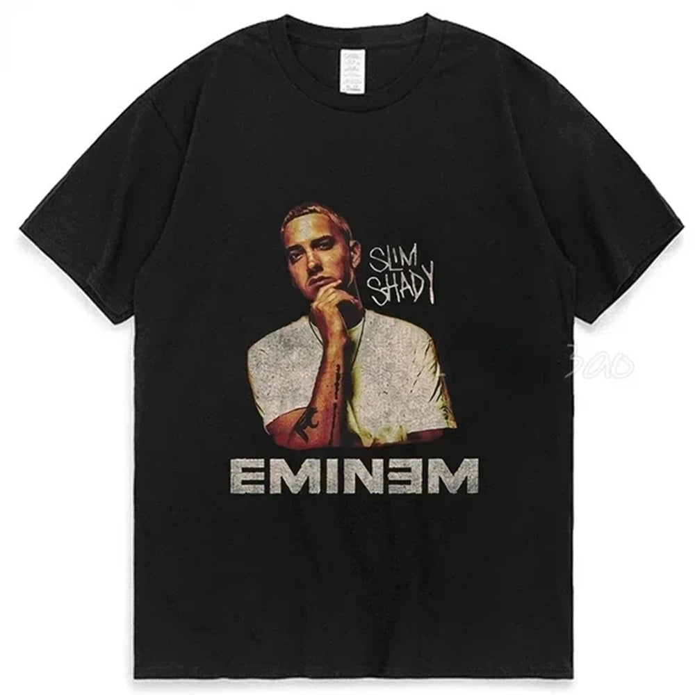 2024 Rapper Eminem T Shirt Women Men Fashion T-shirts Hip Hop Tops Tees Loose Rock Camisetas Boy Tees Summer New Unisex 82922