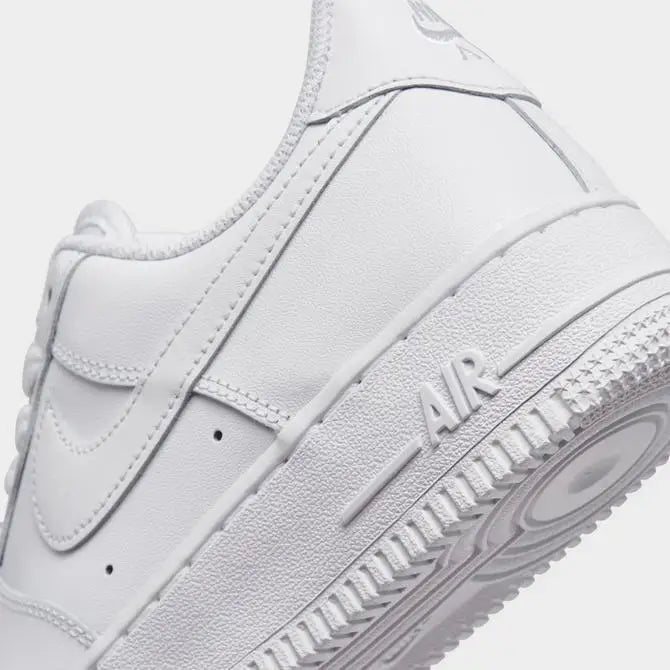 Nike Air Force 1 Low women's casual shoes in white, featuring a sleek design and classic silhouette.