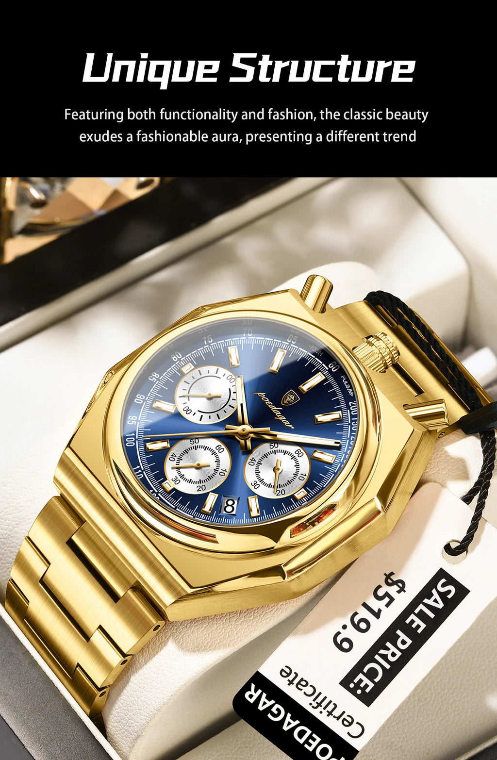 POEDAGAR Top Luxury Man Wristwatch Fashion Luminous Date Stainless Steel Men Watch Chronograph High Quality Men's Quartz Watches