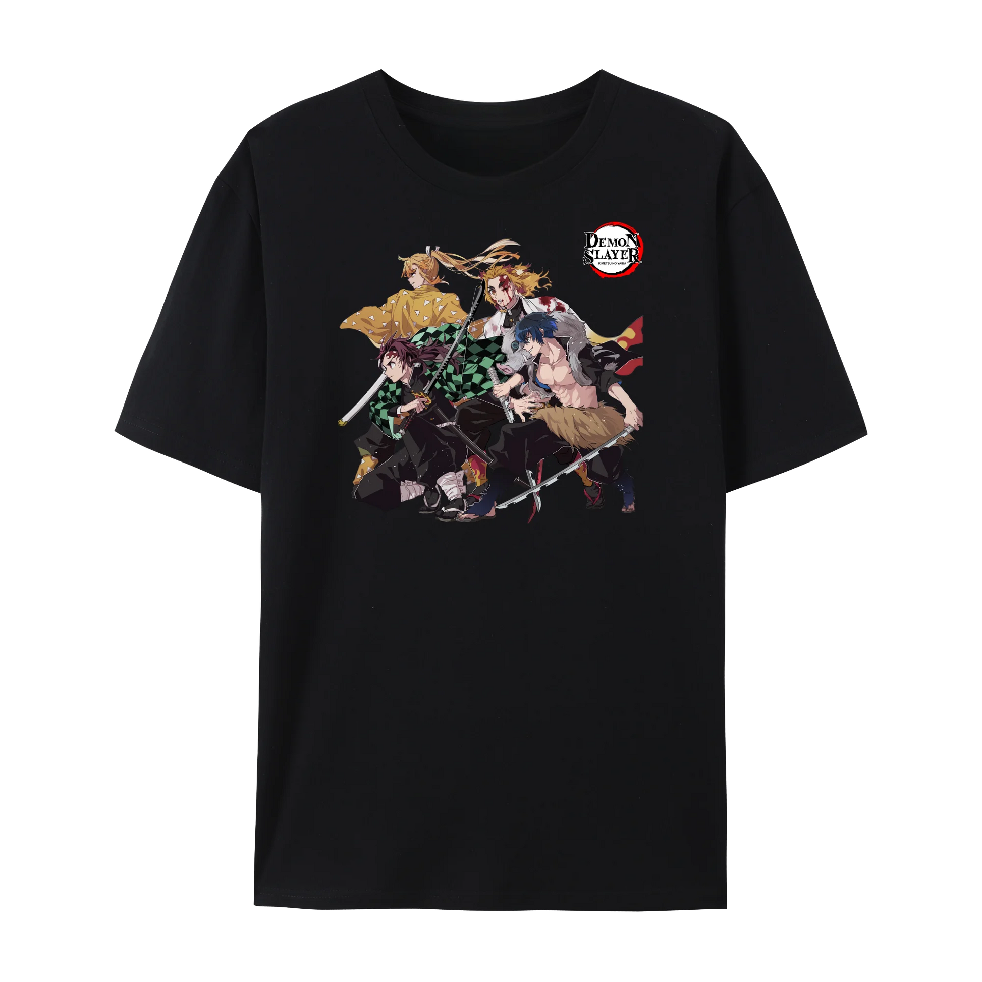 Demon Japanese Anime Slayer Unisex Short Sleeve Crewneck Shirt,Tanjiro & Nezuko Graphic Cotton T-Shirt