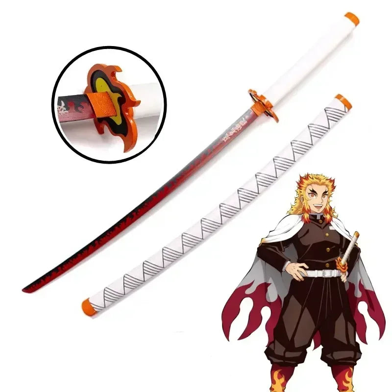 104cm Demon Slayer Katana Sword Kimetsu No Yaiba Anime Cosplay Prop Ninja Knife Real Size Japanese Katana Samurai Sabre Kid Toys