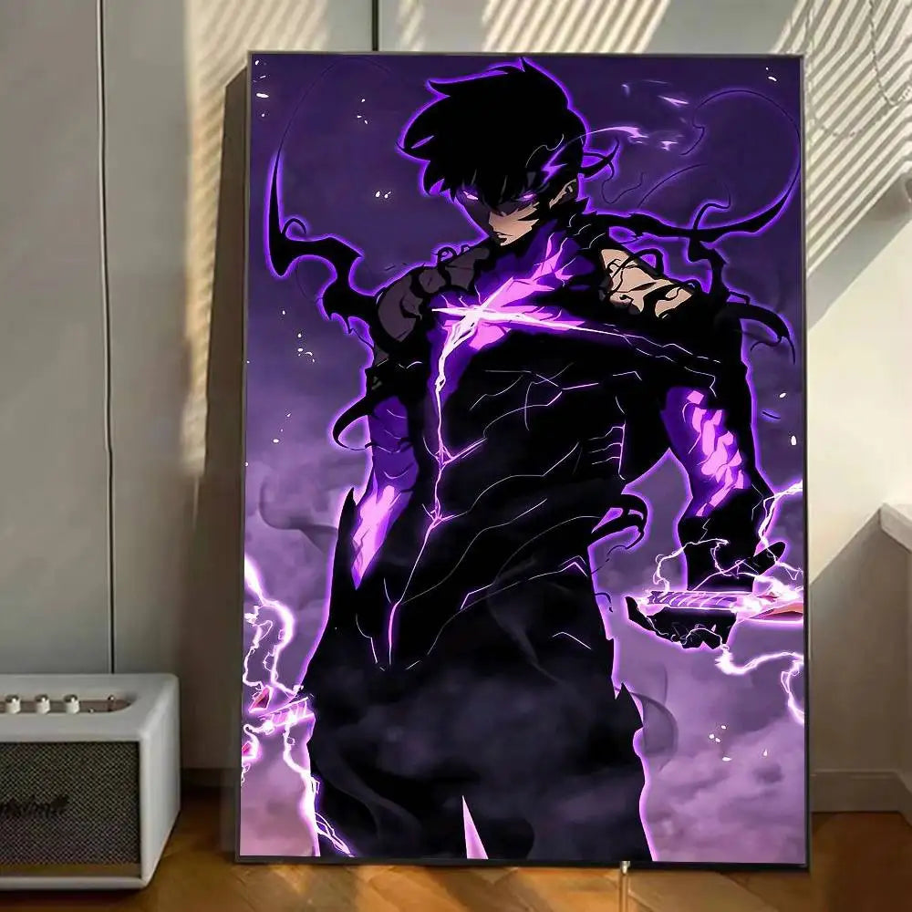 S-Solo Leveling Anime Poster Gallery Prints Self Adhesive  Home Decor Decoration Wall Decals Living Room Sticker