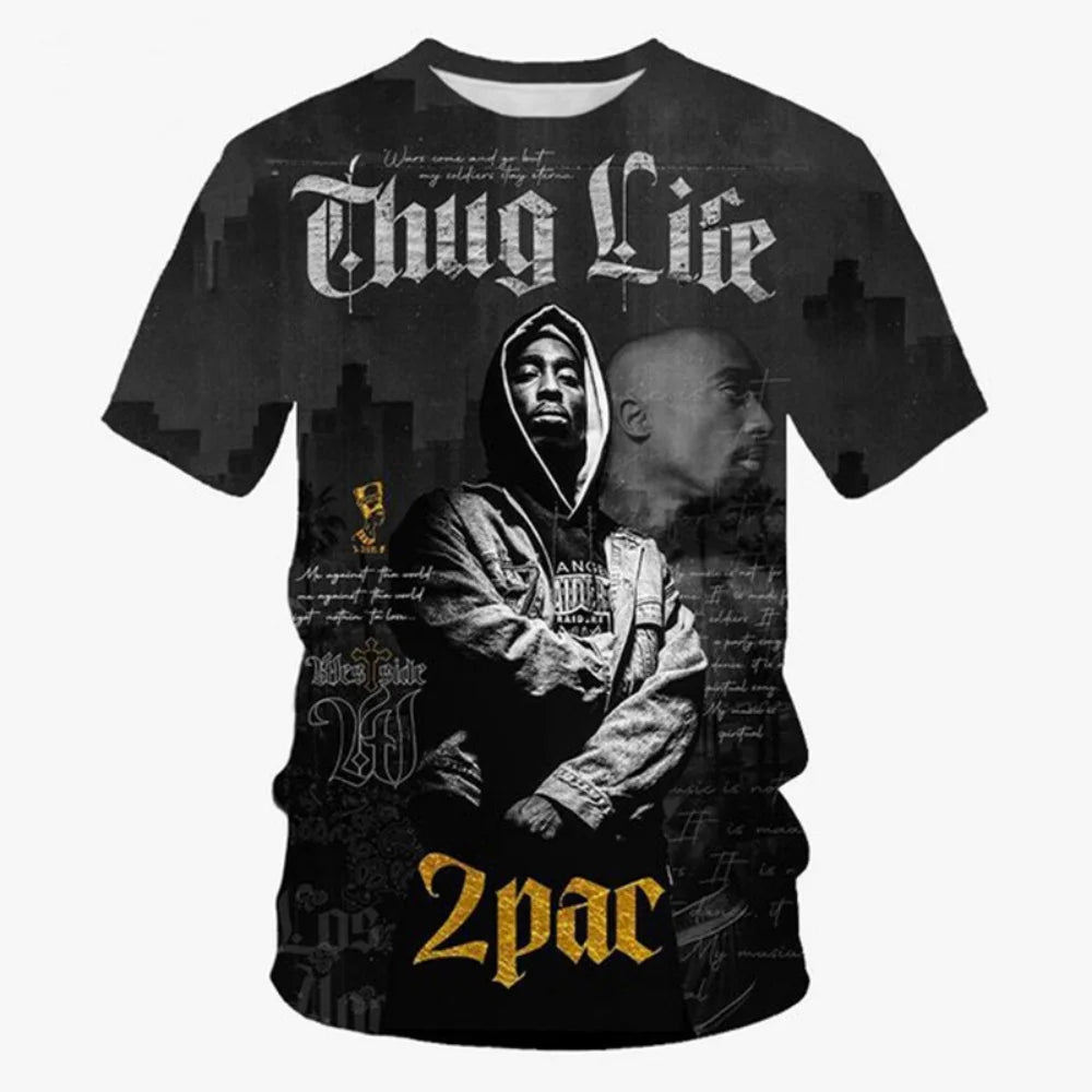 New T-Shirt Harajuku Men T-Shirt Fashion 2pac Graphic T Shirts Hip Hop Men's T-Shirts Summer Tops T-Shirts Man Designer Clothes