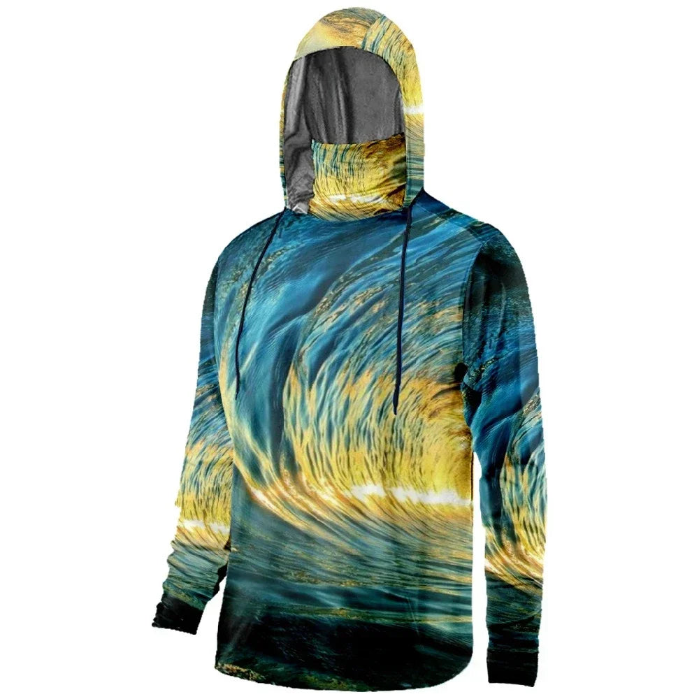 Mens Fishing Clothing It Is Good Fishing Day Printed Sun Protection Face Mask Hoodies Outdoor Sports Breathable Clothes