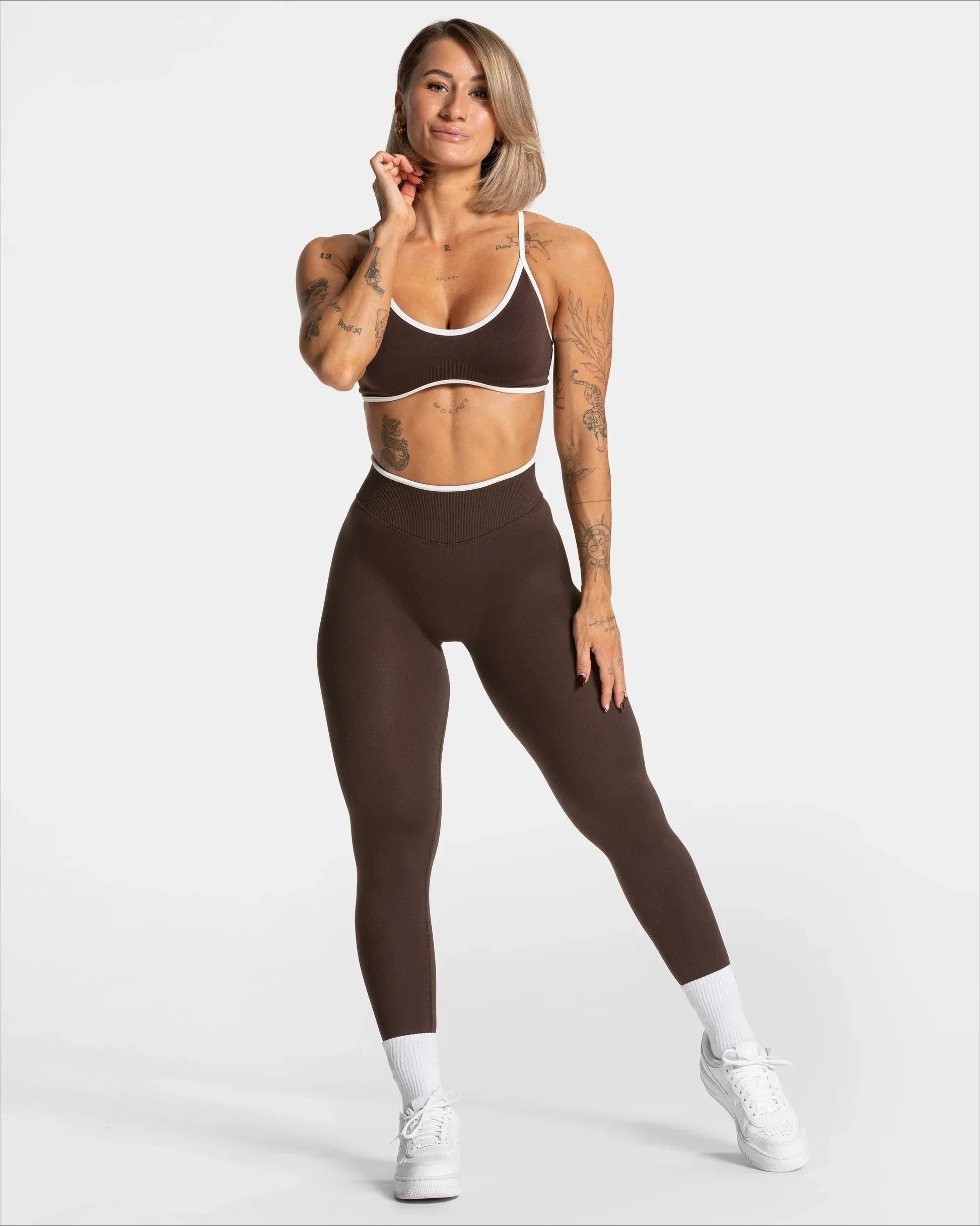 Women's Seamless Gym Solid Color Sports Pants White Edge Waist Tight High Waist Hip Lifting Yoga Pants Running Exercise Pants