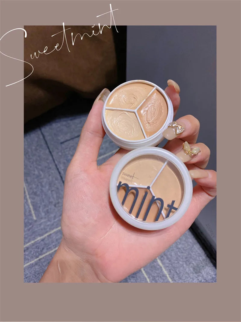 3-Color Concealer Palette Cream Texture Covers Acne Marks Dark Circles Multifunction Face Makeup Lasting Brighten Face Cosmetics