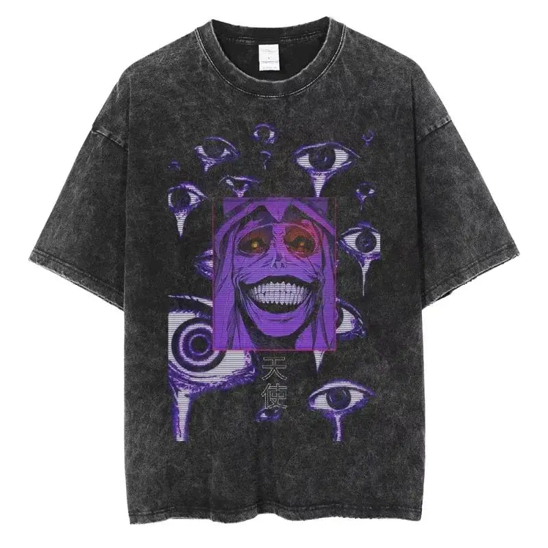 Men's and women's T-shirt plus size Harajuku unisex washed cotton T-shirt Hot Anime Solo Leveling Song Jinyu printed T-shirt