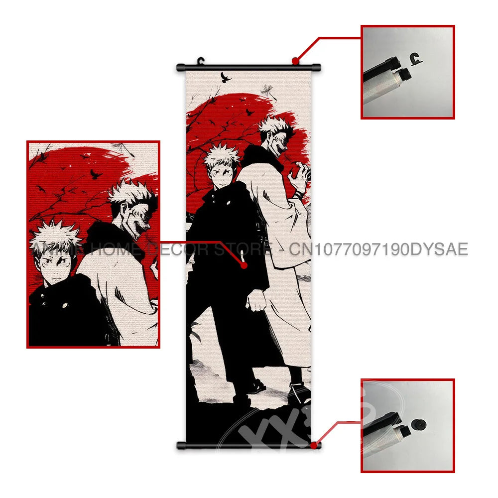 Jujutsu Kaisen Posters Gojo Satoru Canvas Scrolls Picture Panda Home Decoration Wall Artwork Fushiguro Megumi Hanging Painting