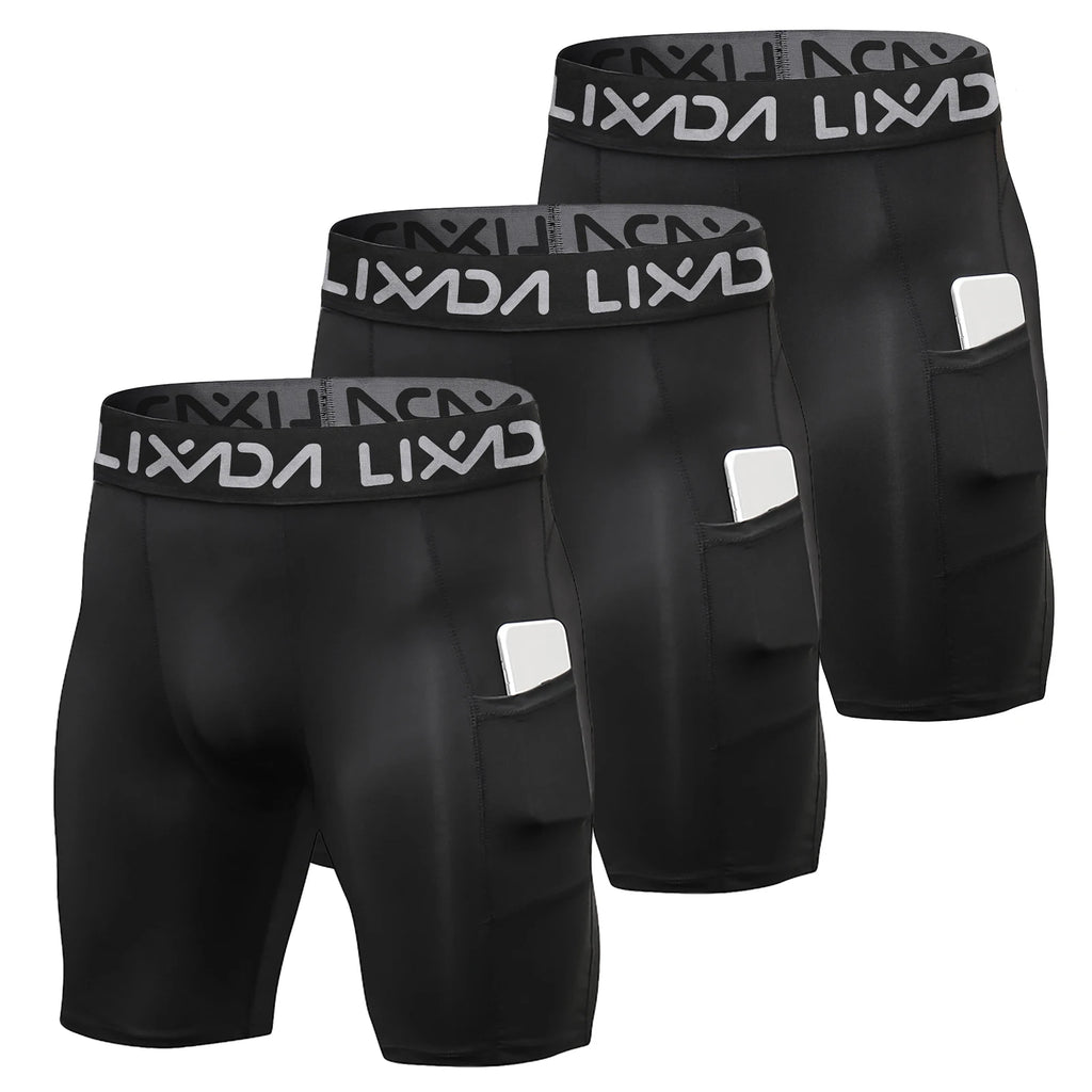 Lixada 3 Pack Men Sports Shorts Active Workout Underwear with Pocket
