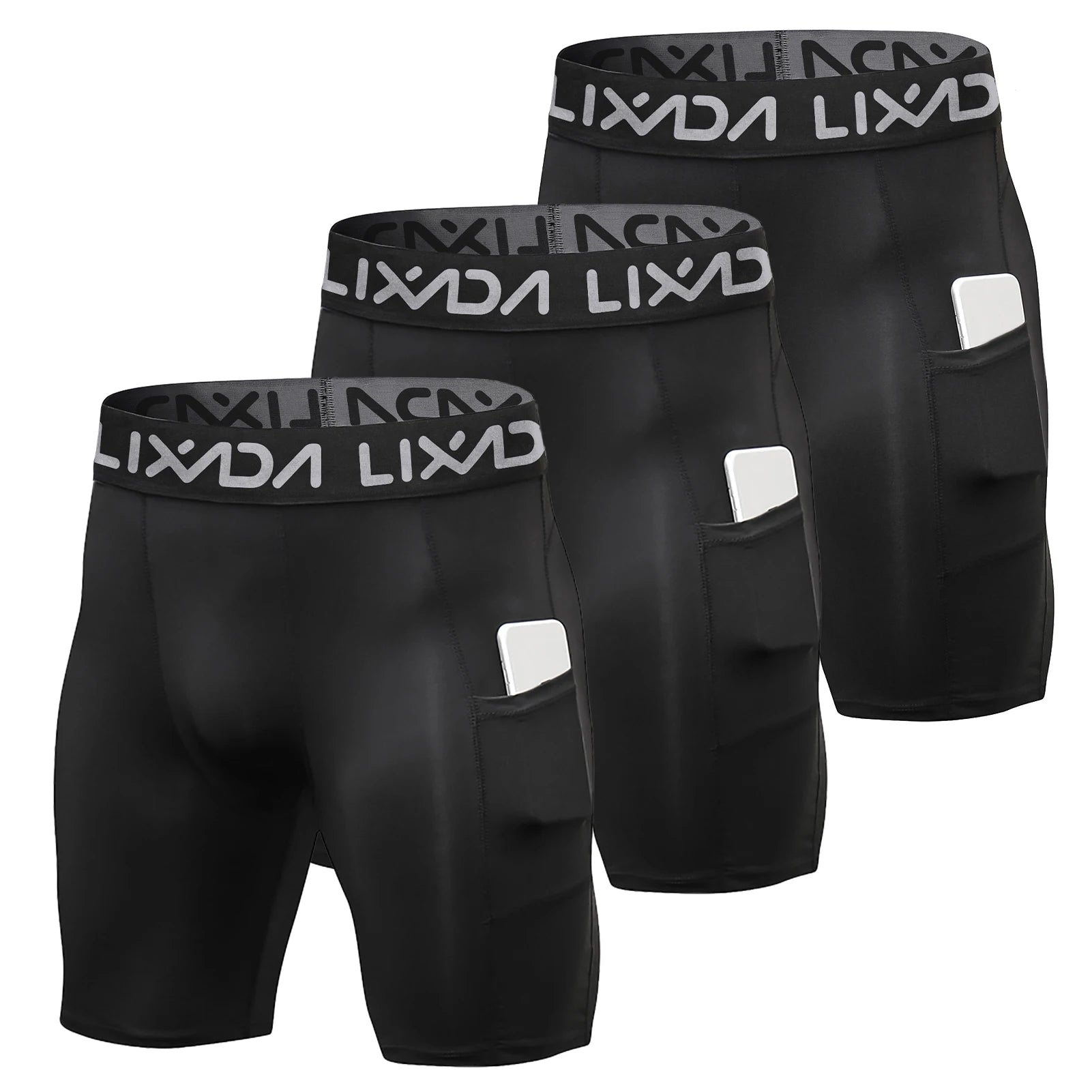 Lixada 3 Pack Men Sports Shorts Active Workout Underwear with Pocket