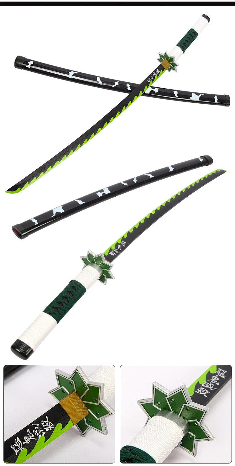 Demon Slayer Weapon Kamado Tanjirou Nichirin Blade 103cm Anime Peripheral Wood Sword Model Cosplay Weapon Katana Gifts Toys Boys