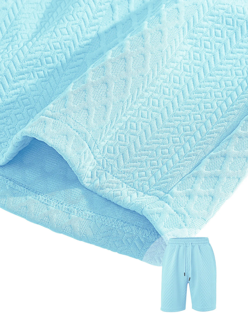 2025 Summer New Men's Casual Sportswear Polo Shirt With A Lapel, Men's Short-sleeved Shirt And Shorts, Jacquard Texture Suit