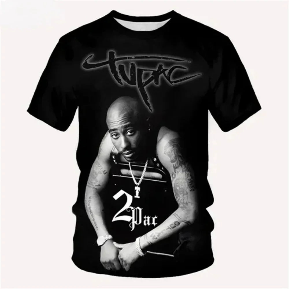 New T-Shirt Harajuku Men T-Shirt Fashion 2pac Graphic T Shirts Hip Hop Men's T-Shirts Summer Tops T-Shirts Man Designer Clothes