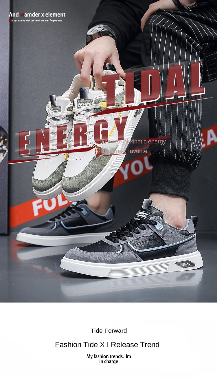 Oulylan Anti-slip Ventilate Leather Board Shoes Trendy Male Outdoor Sports Footwear Spring Comfortable Casual Versatile Sneakers