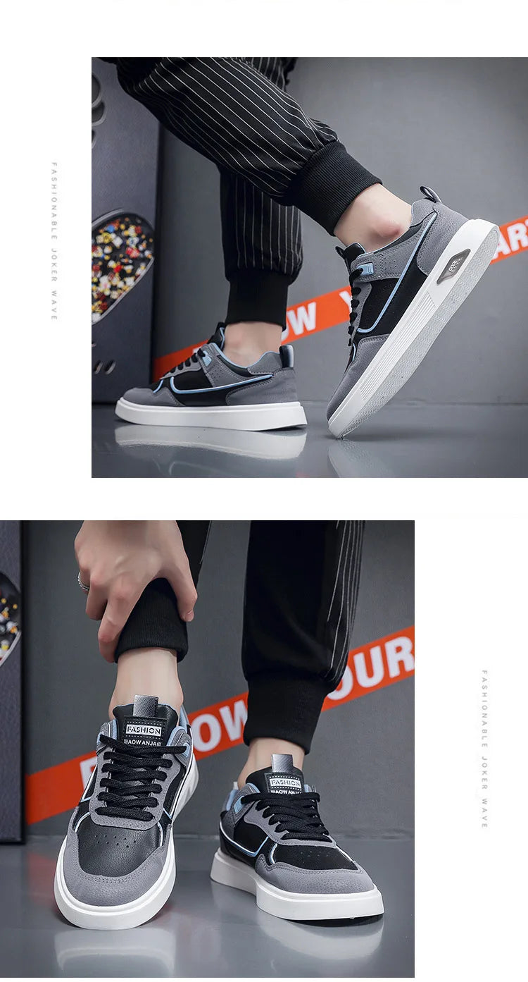 Oulylan Anti-slip Ventilate Leather Board Shoes Trendy Male Outdoor Sports Footwear Spring Comfortable Casual Versatile Sneakers