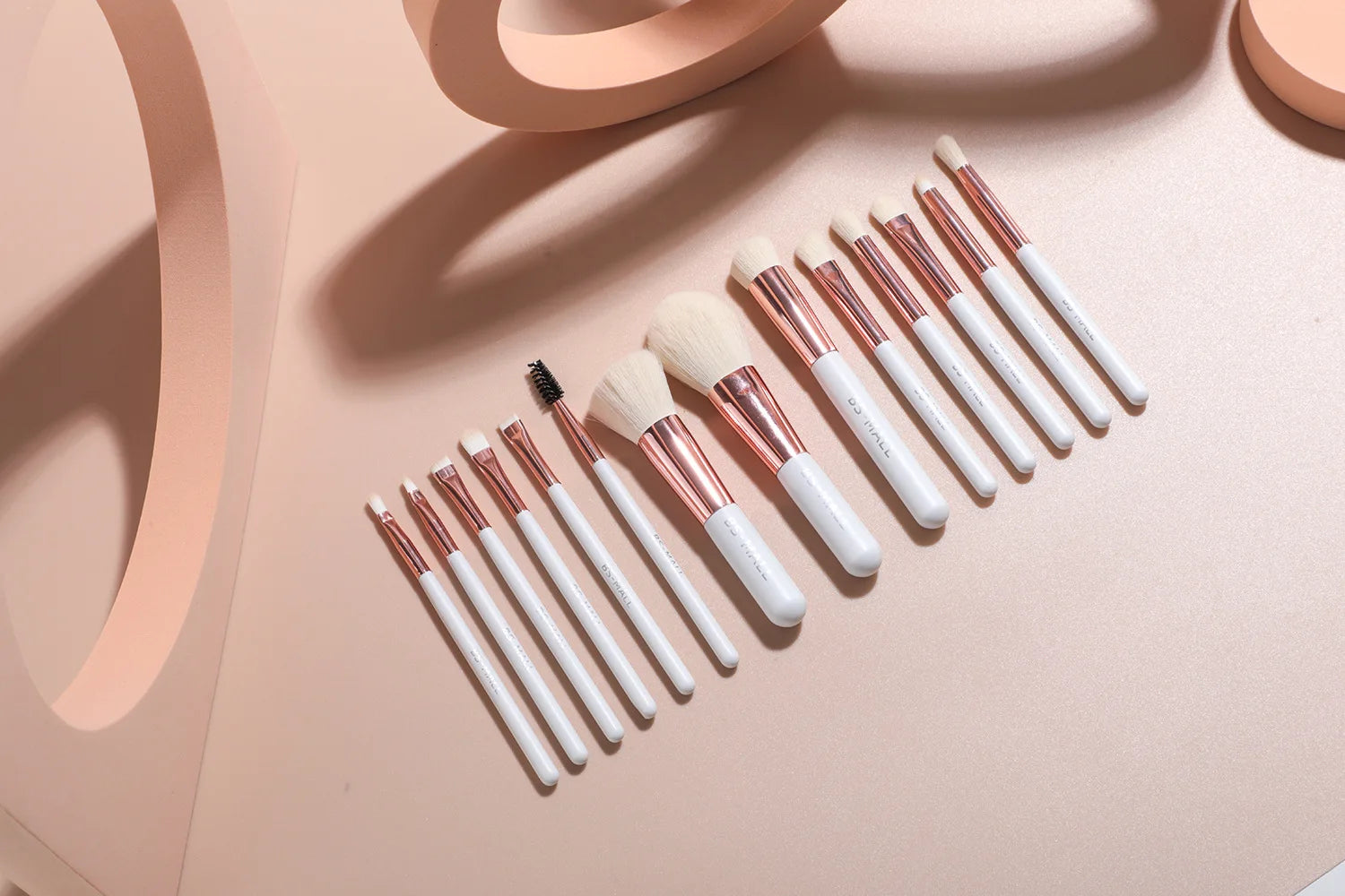 14-Piece Makeup Brush Set with Illuminated Mirror, Portable Short Handle,LED Light,USB Rechargeable Makeup Brushes Kit