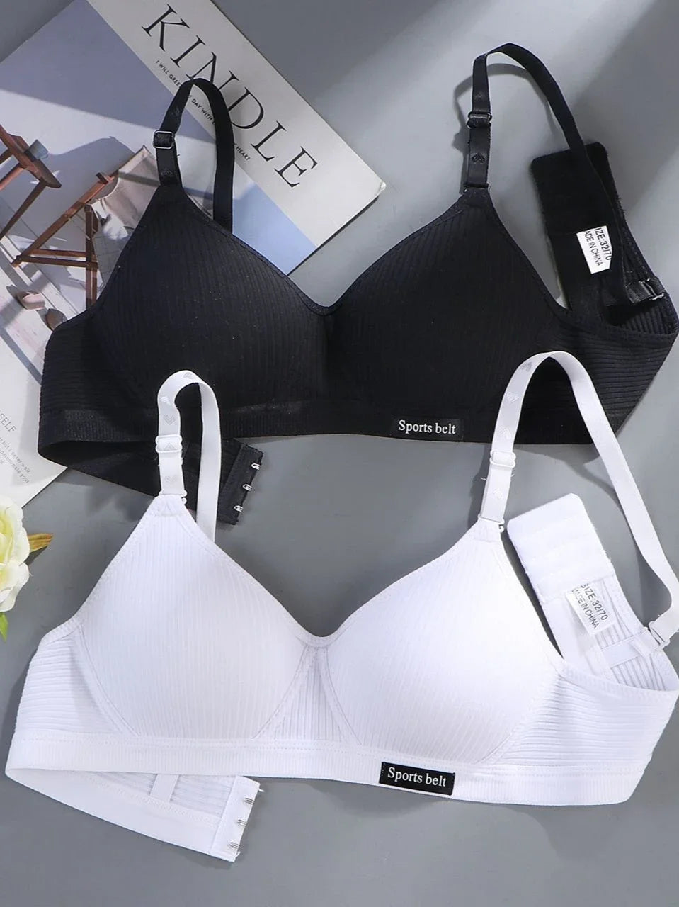 Cotton Wireless Bra for Women Seamless Push Up Bras Comfortable V-Shaped Gathering Underwear AB Cup Intimate Lingerie