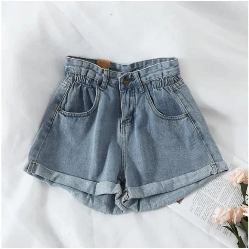PTKPCC New Summer Korean Retro High-waist Loose  Jeans Shorts Women Versatile Edge Casual Hot Pants Women Clothing Jeans PTKPCC