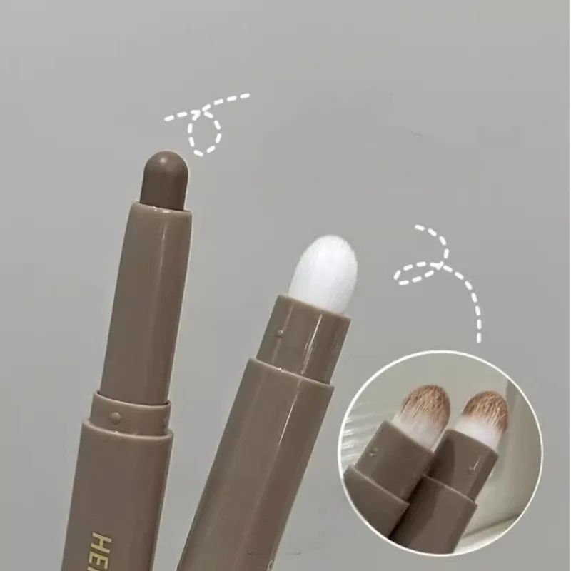 Double-ended contouring pen with cream formulation, applied on skin for modified facial contours.