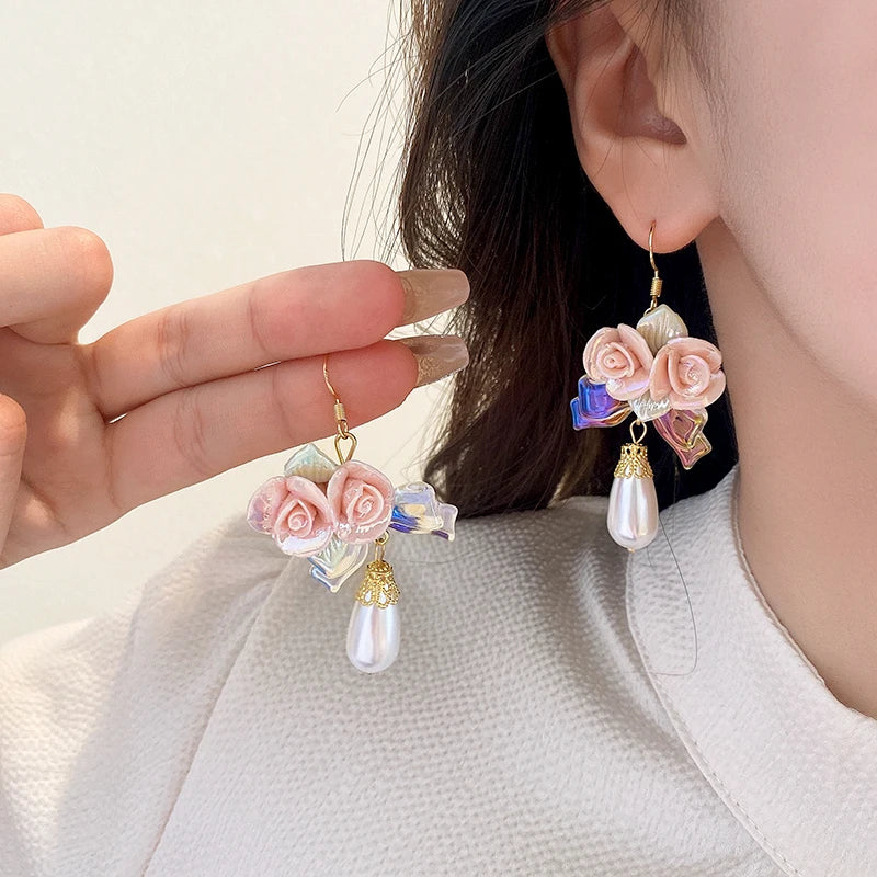 Lily Of The Valley Leaf Water Drop Resin Dangle Earrings For Women Partysu New In Earring Hook Vintage Fashion Cheongsam Jewelr
