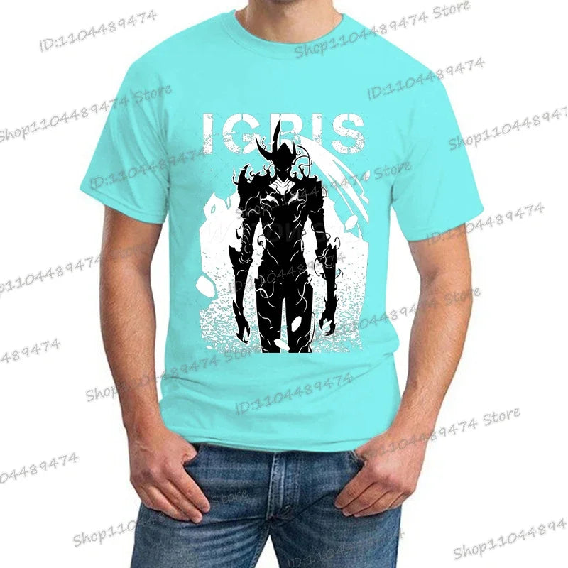 New Summer Men's Anime Solo Leveling Tee Tops Short Sleeve Man T-Shirt Fashion Street Unisex Tees Solo Leveling Tshirt Clothing