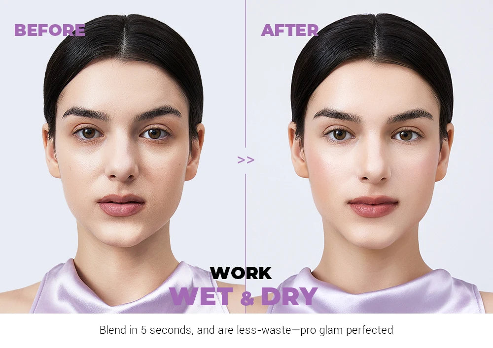 Jessup Powder Puff, 2pcs Triangle Powder Puff Soft for Foundation Setting and Baking, Reusable, Washable, Purple SP018