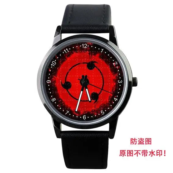 Naruto Watch Men's Electronic Watch Casual Leather Strap Waterproof Watch Animation Uzumaki Naruto Sharingan Holiday Gift Watch