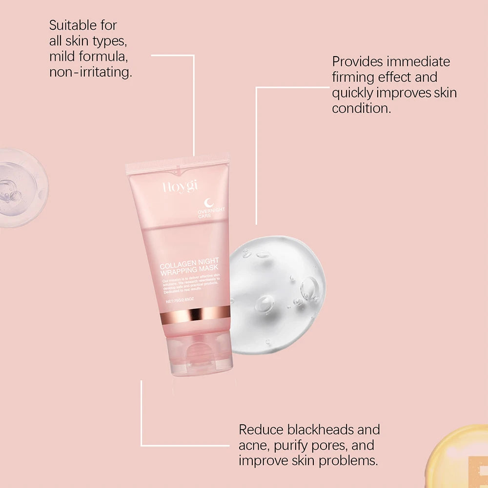 Anime and More Collagen Overnight Wrapping Peel Off Facial Mask with application spatula and gel texture.